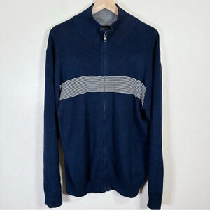 Banana Republic Navy Full Zip  Horizontal Stripe Sweater Cardigan